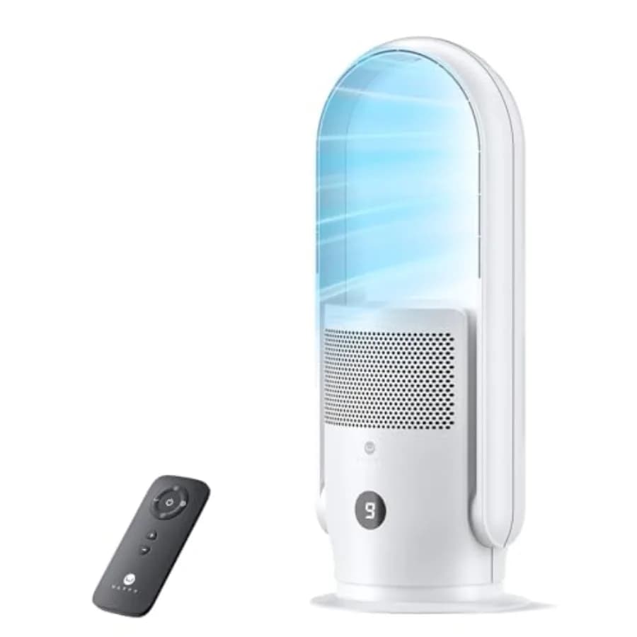 ULTTY Bladeless Tower Fan and Air Purifier Combo, Quiet Oscillating Fan with Remote Touch Control, 9 Speeds, 8H Timer, HEPA Air
