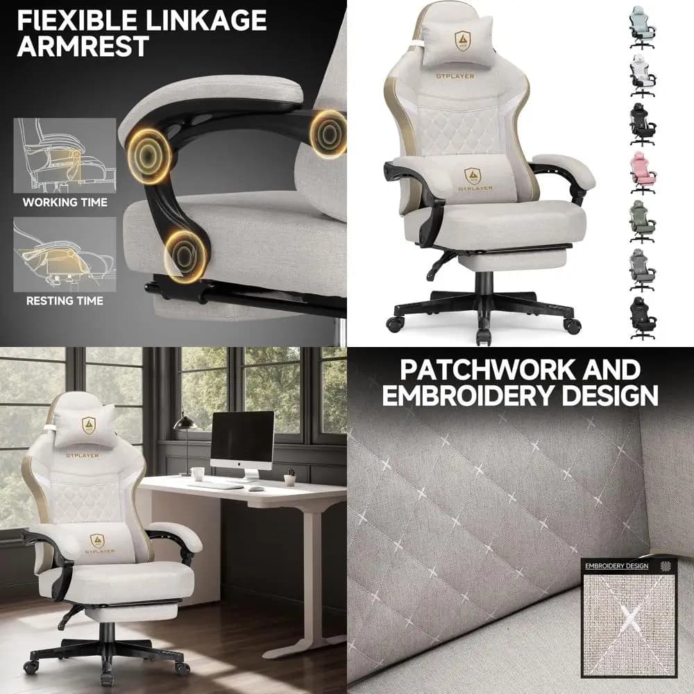 Sedia Ergonomica da Gaming e Ufficio con Schienale Alto, Cuscino a Molla e Braccioli Reclinabili Regolabili