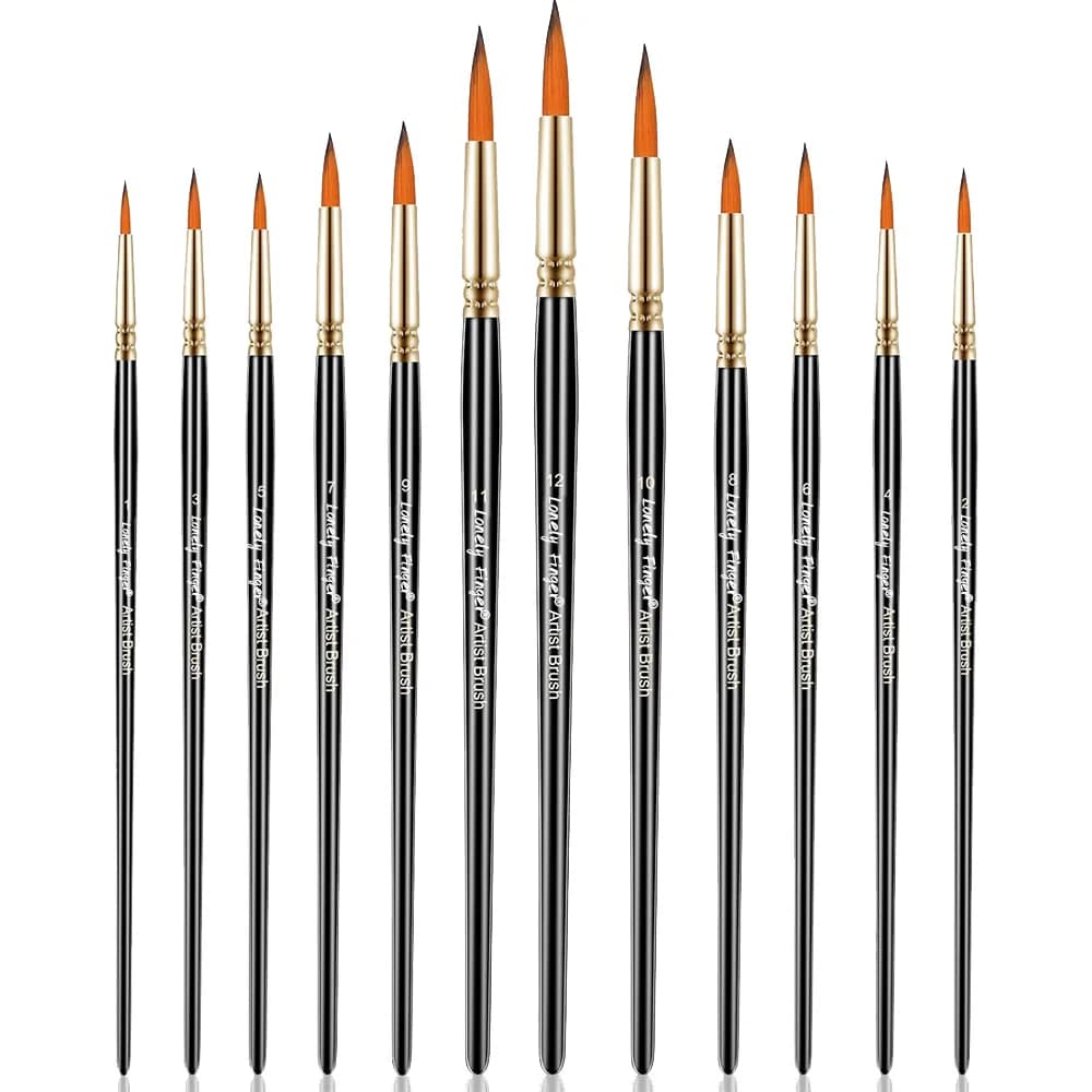 12 PCS Fine Artist Paint Brushes, Fine Detail Brushes Miniature Brush with Handles for Acrylic Models Oil Watercolor Painting