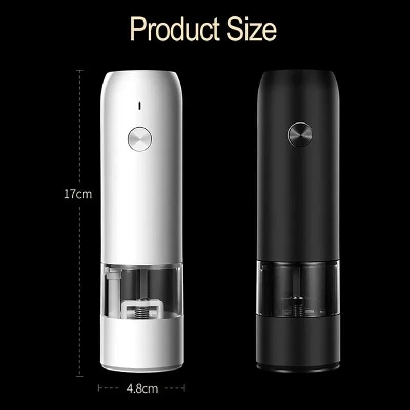Set Macinapepe e Macinasale Elettrico Automatico Ricaricabile USB con Funzione Gravitazionale, Macina Spezie Regolabile, Utensili da Cucina