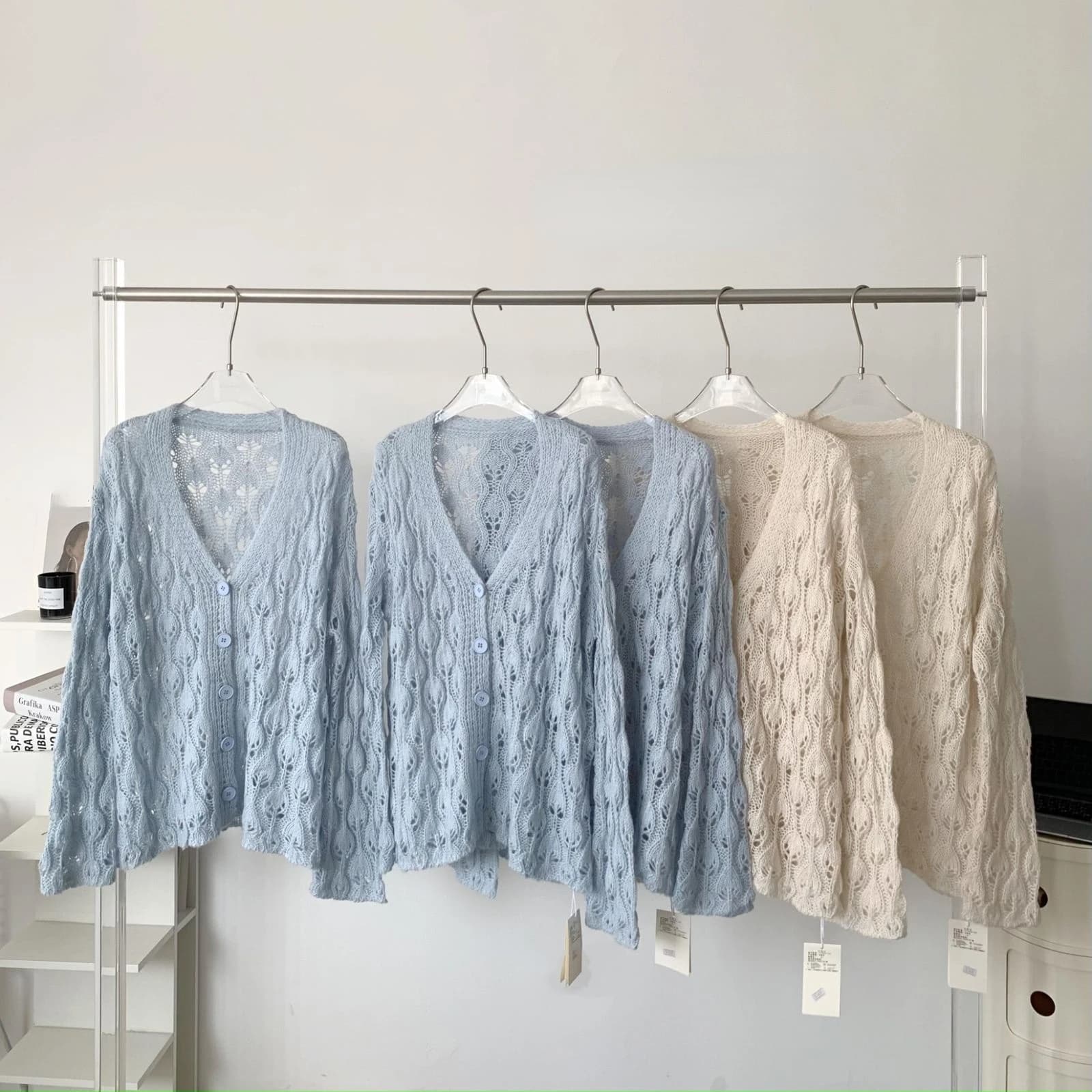 Cardigan Excavates Out Woman Kawai Cute Chic Solar Protection Soft Literary Solid V Neck Long Korean Fashion Knitwear Harajuku Daily