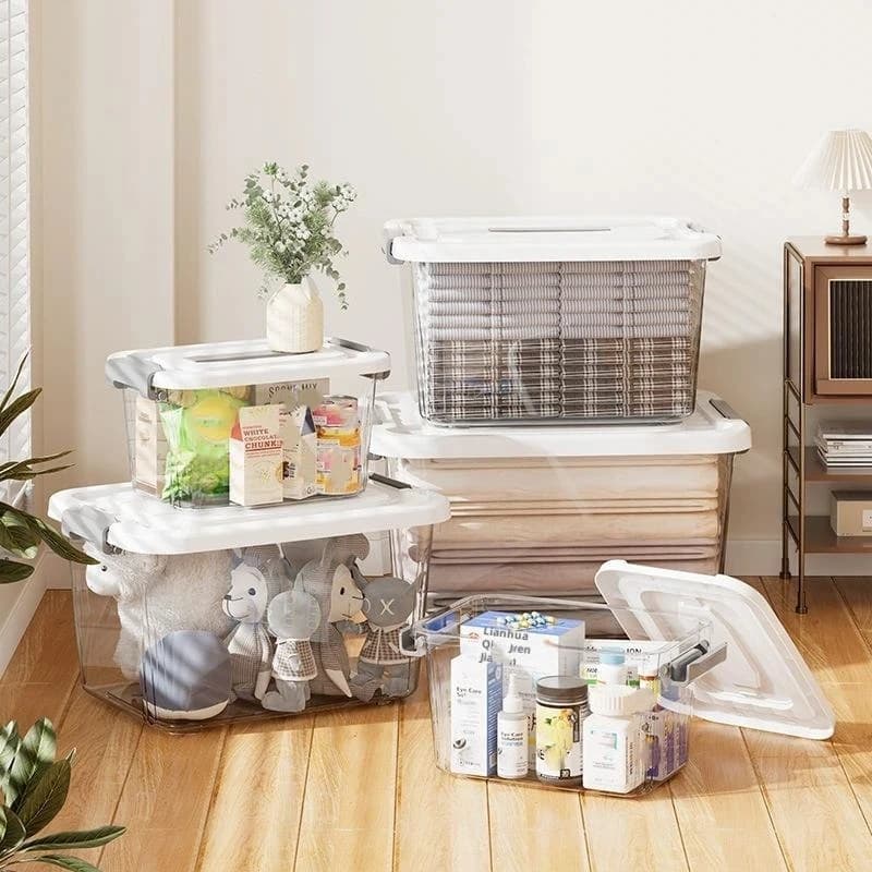 Transparent Storage Box Organizing Box Plastic Box With Lid Portable Storage Box Multi Size Clothing Storage Box Organizing Box