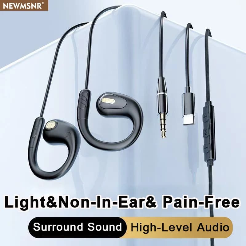 Clip-on Tipo C e cuffie con controllo cablato da 3,5 mm Auricolari con suono surround 9D Cuffie da gioco sportive Auricolari ENC in microfono HD per Samsung