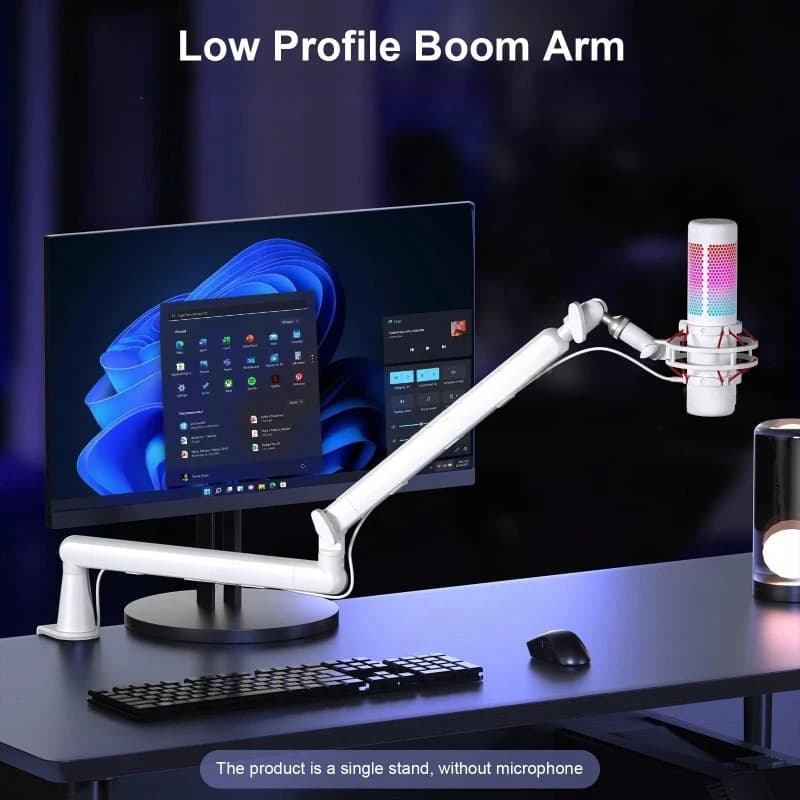 Braccio per microfono, gestione dei cavi Supporto per microfono a basso profilo 360 ° Supporto da scrivania girevole per Fifine AM8 K669B Blue Yeti HyperX