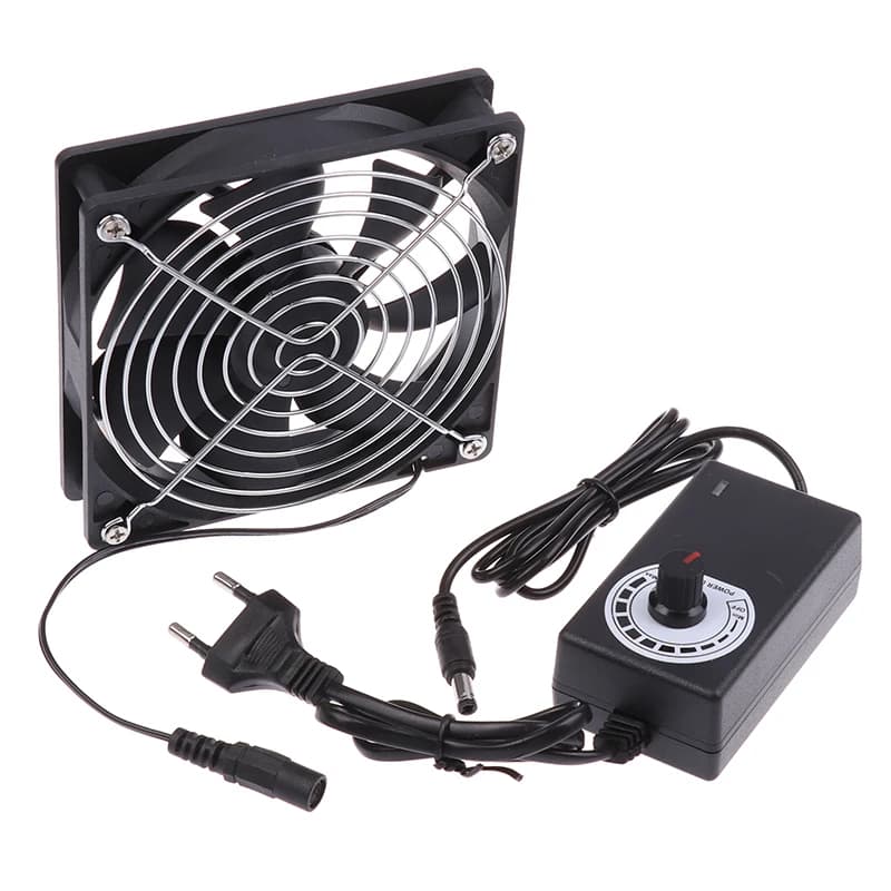 1 pz 12 cm 2700 giri/min ventola di raffreddamento con controller + 2 coperture in rete metallica 12 V BTC macchina telaio workstation armadio radiatore ventola del server