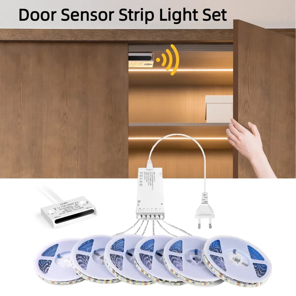 5PCS 3PCS Set luci integrate a strisce LED con interruttore sensore di apertura/chiusura porta intelligente per armadio vetrina vetrina armadio