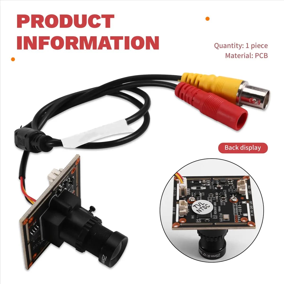 (ABLP) Modulo Telecamera CCTV Analogica 1200TVL 5MP con Lente da 25mm per Microscopio Fai-da-Te, Telescopio, Telecamera per Auto, Videocitofono NTSC