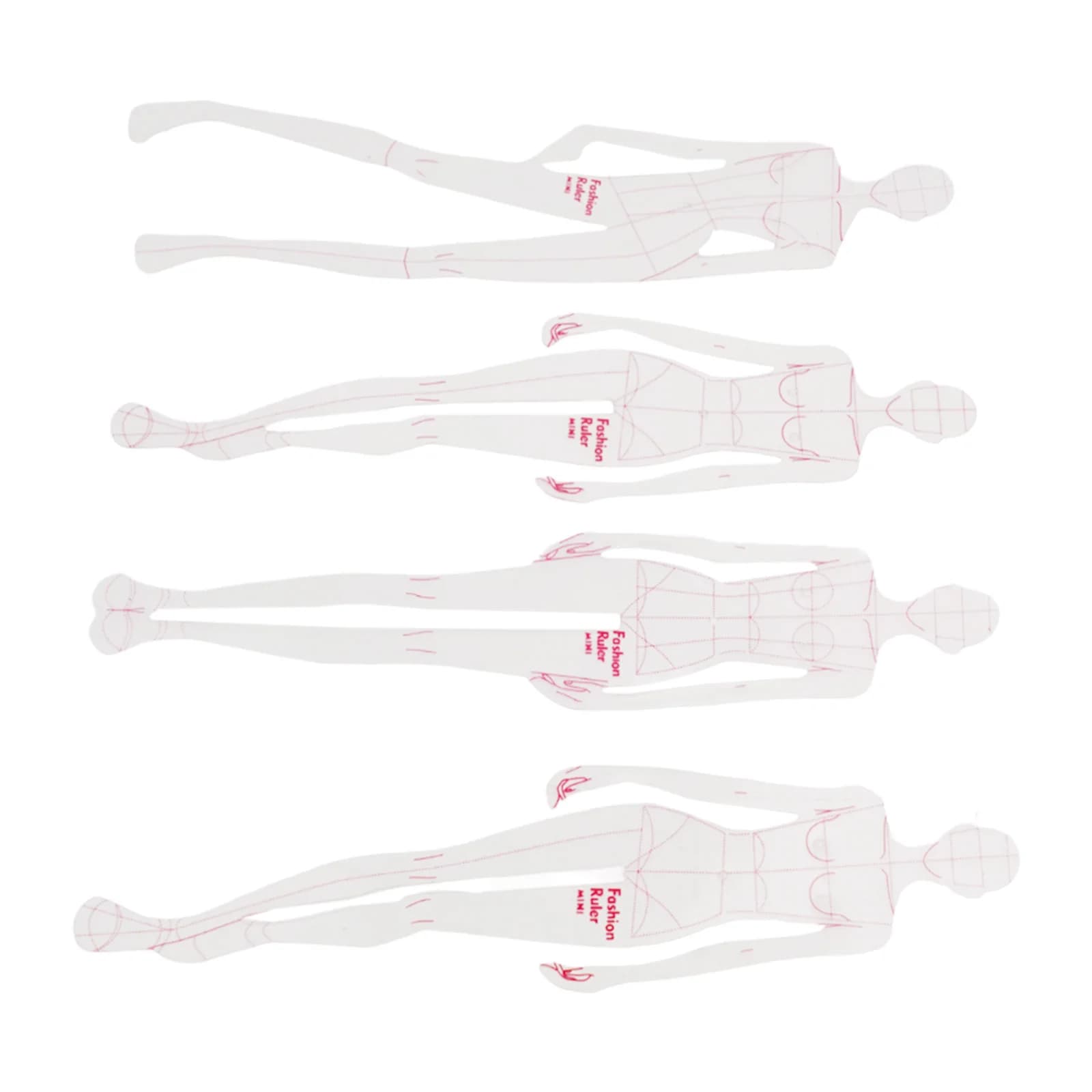 Set di righelli di design alla moda in plastica trasparente per illustrazioni di abbigliamento e strumenti di modello di sartoria per uso professionale