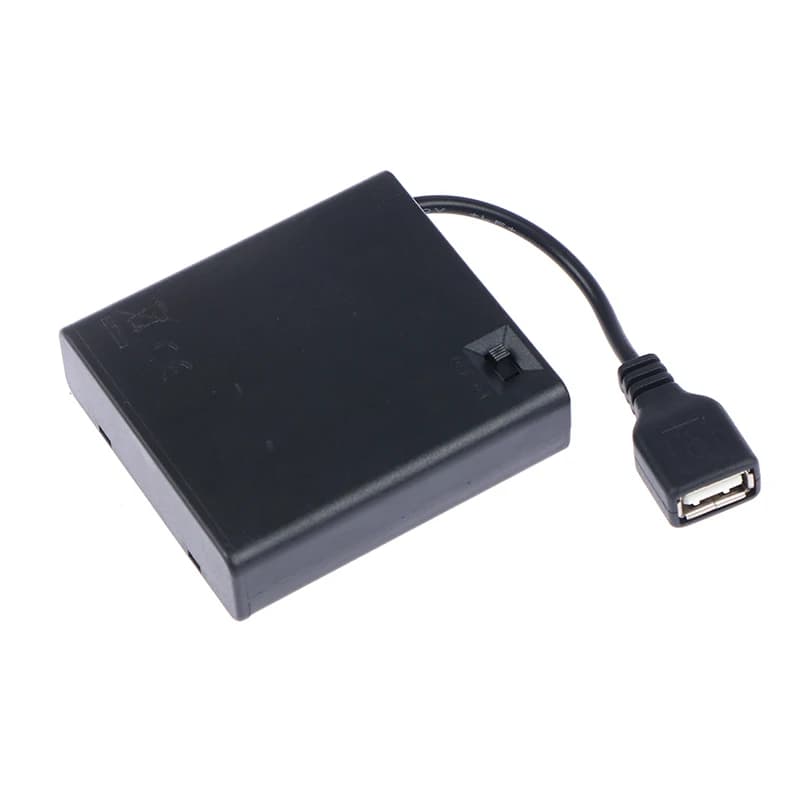 4 x Scatola Batterie USB AA per Strisce LED 5V, Mini Alimentatore USB, Contenitore Batterie 1PC, Scatola Porta Batterie, Custodia Batterie