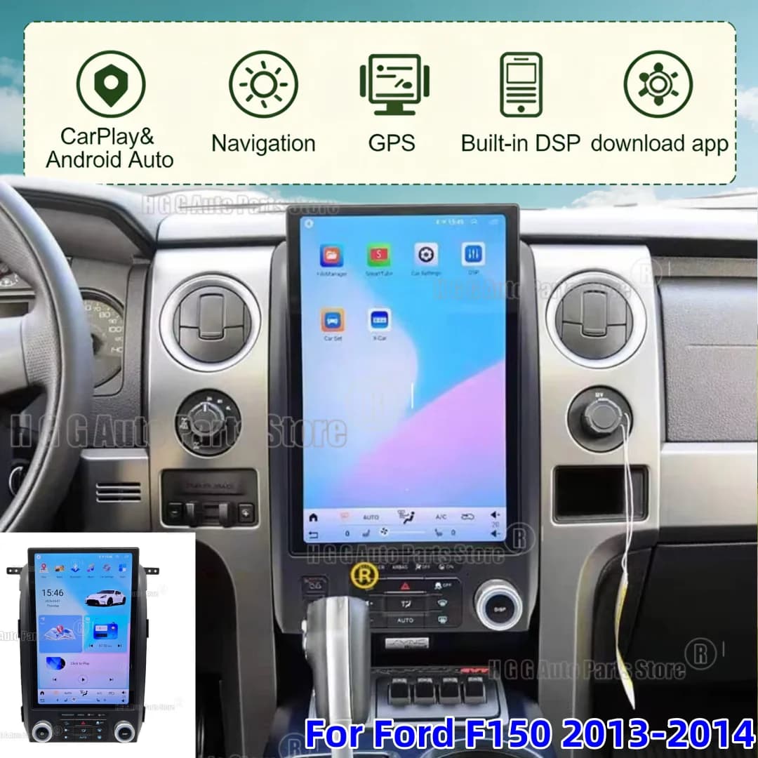 Schermo Touch da 14 Pollici per Ford F150 2013-2014, CarPlay, Android Auto, DSP, GPS, Navigazione, Lettore Multimediale, Autoradio
