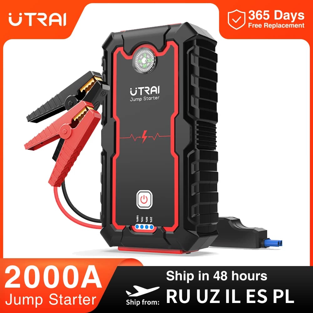 UTRAI 2000A Jump Starter Power Bank caricabatterie portatile dispositivo di avviamento per 8.0L/6.0L avviatore di emergenza per batteria per auto