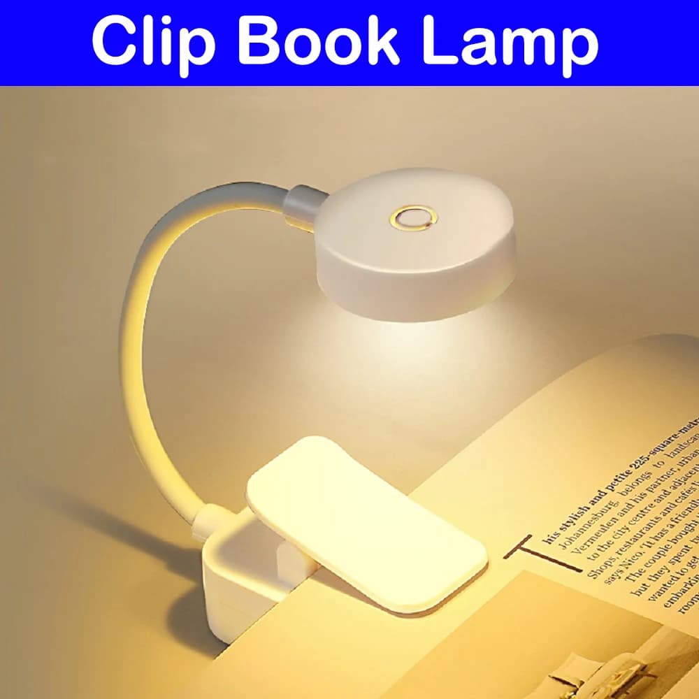 Mini LED table lamp with portable clip, 3 modes, eye protection, reading lamp for study by continuous dimmable bedside table battery powered