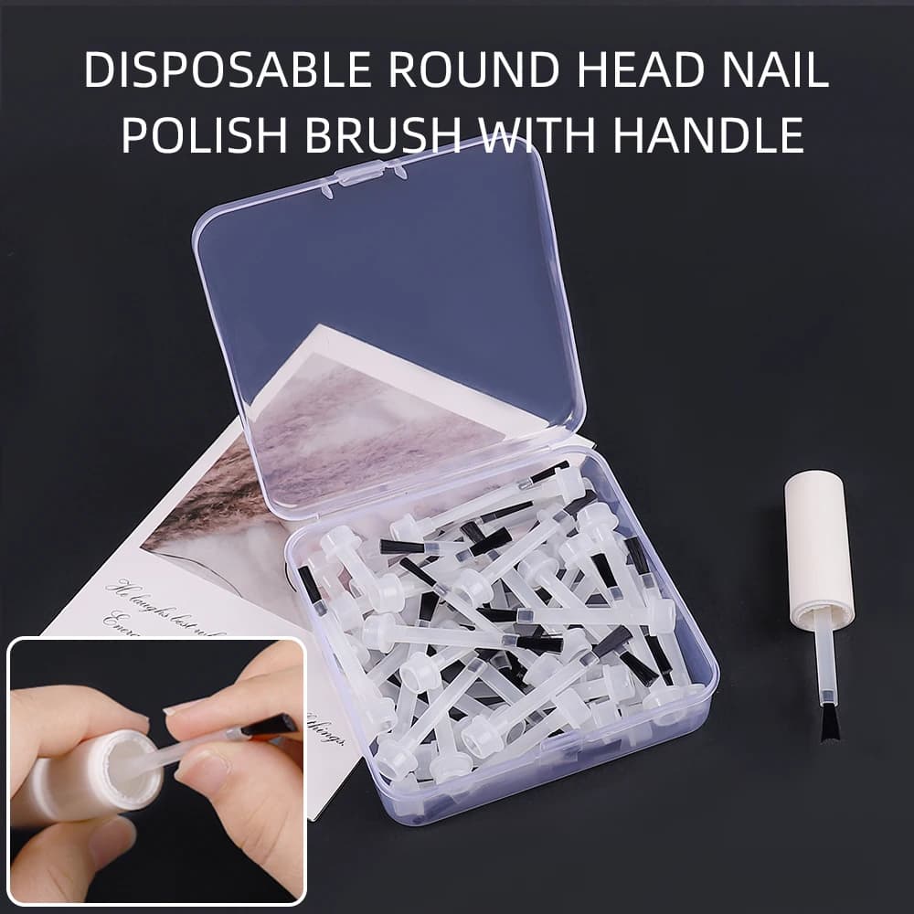 50 Pz/Box Nail Brushes Nail Brushes For Nail Polish Replacement Artdipping Applying Dip Use And Throwing Acrylic Powder Heads Set For Manicure