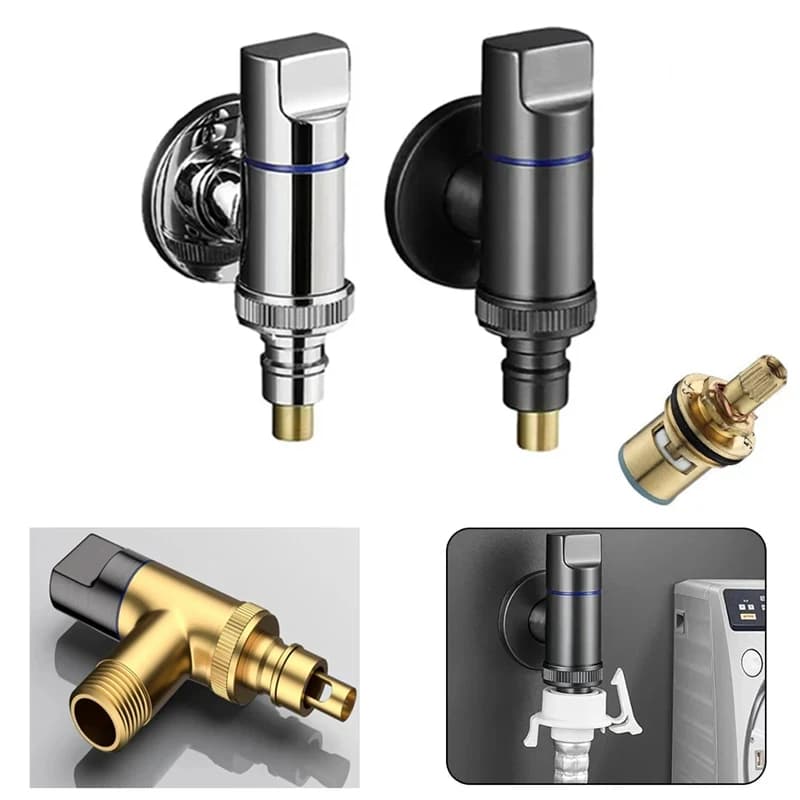 Rubinetto per lavatrice multifunzione Rubinetto per acqua in ottone Valvola ad angolo ad apertura rapida Montaggio a parete G1/2 Clip di arresto dell'acqua Valv triangolare