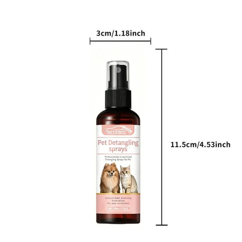 Siero Lisciante per Peli di Animali Domestici 50ml, Spray Districante Anti-Crespo per Cani e Gatti, Contro i Capelli Svolazzanti, Senza Risciacquo, Condizionante