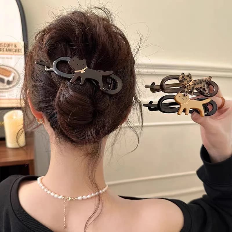 y2k Fermagli per capelli intrecciati con gatto leopardo carino Mollette per capelli di grandi dimensioni Clip per artiglio per capelli Accessori per capelli da donna
