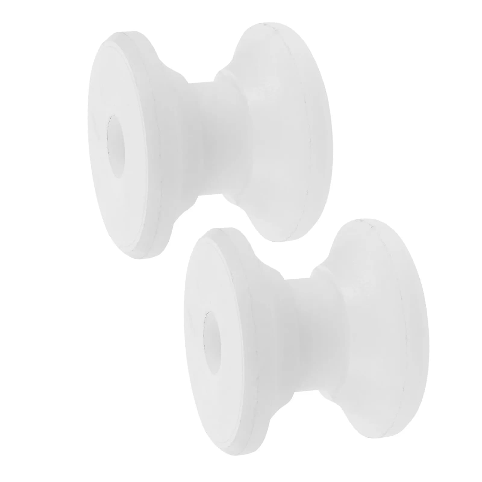 2Pcs Boat Anchor Roller White Nylon Replacement Heavy Duty Marine Anchor Guide Bow Docking Shock Resistant Wheel 2.4x2.4x2.2
