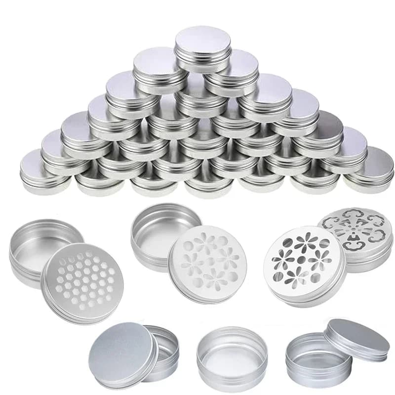 10 pieces 5g-60g round tin jars in aluminium with screw cover for creams for aromatherapy balm nail candle cosmetic tea cans