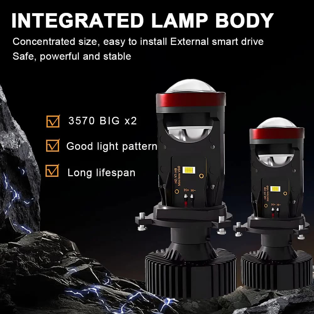 2 pz 120 W Y7D H4 Super Luminoso LED Faro Auto H4 Mini Lente Del Proiettore Lampadina 6000 k 30000LM Fascio Alto Basso Turbo Ventola HA CONDOTTO LA lampada della luce