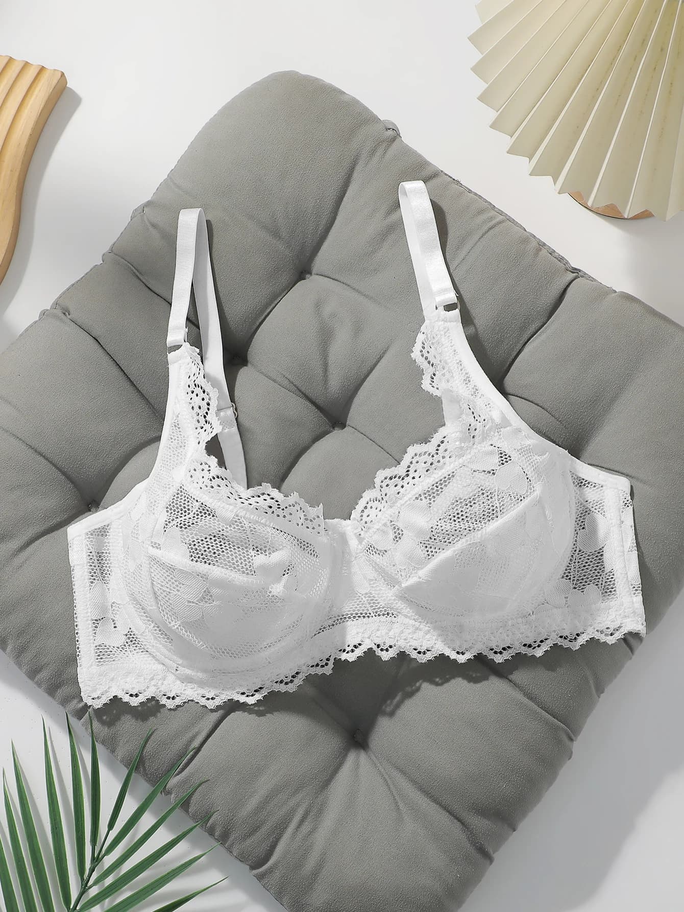 Reggiseno Sexy in Pizzo da Donna con Anello in Acciaio, Push-Up, Spalline Regolabili, Trasparente e Confortevole, Intimo YS2944