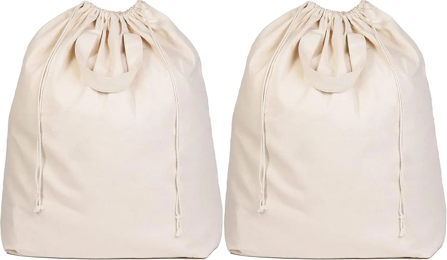 Extra Large Canvas Bags, 100% Cotton Resistant with Straps and Cordoncino, Washable and Foldable Basket Sheet (Package 2)