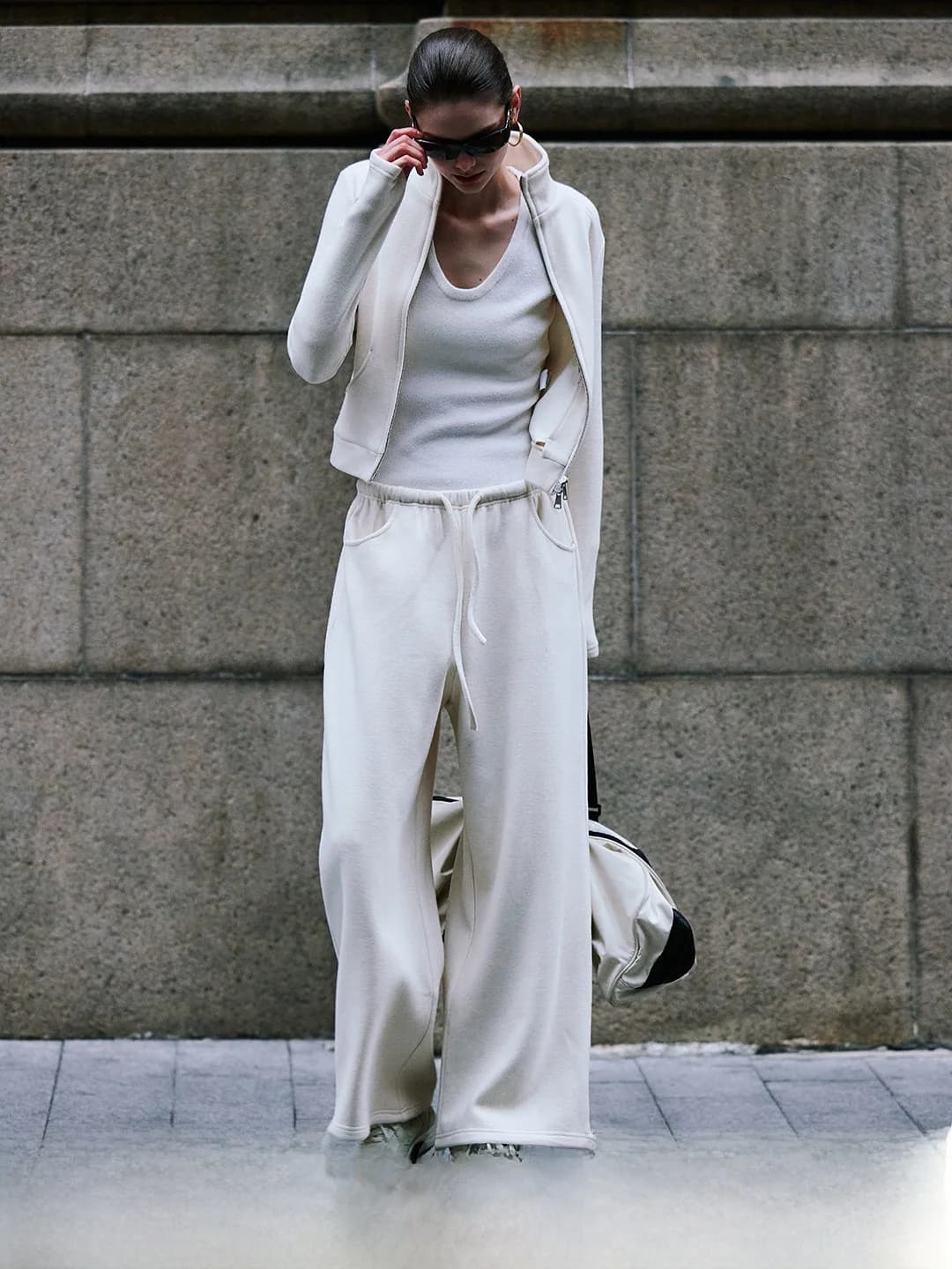 Luna7xi Set Casual con Felpa con Cappuccio e Pantaloni a Vita Alta a Gamba Larga, Completo Comodo da Donna in Due Pezzi, Moda Invernale