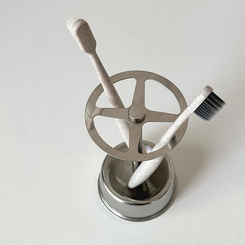 Portaspazzolini da Scrivania Multifunzionale in Acciaio Inox, Organizzatore Divisorio per Penne, per Bagno e Ufficio