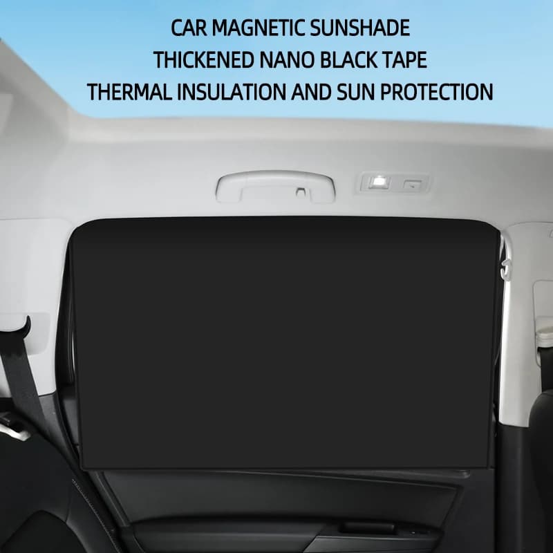 Fully Blackout Magnetic Car Curtains 2Pcs - Opaque Sunshade with 10 Strong Magnets for Summer Protection
