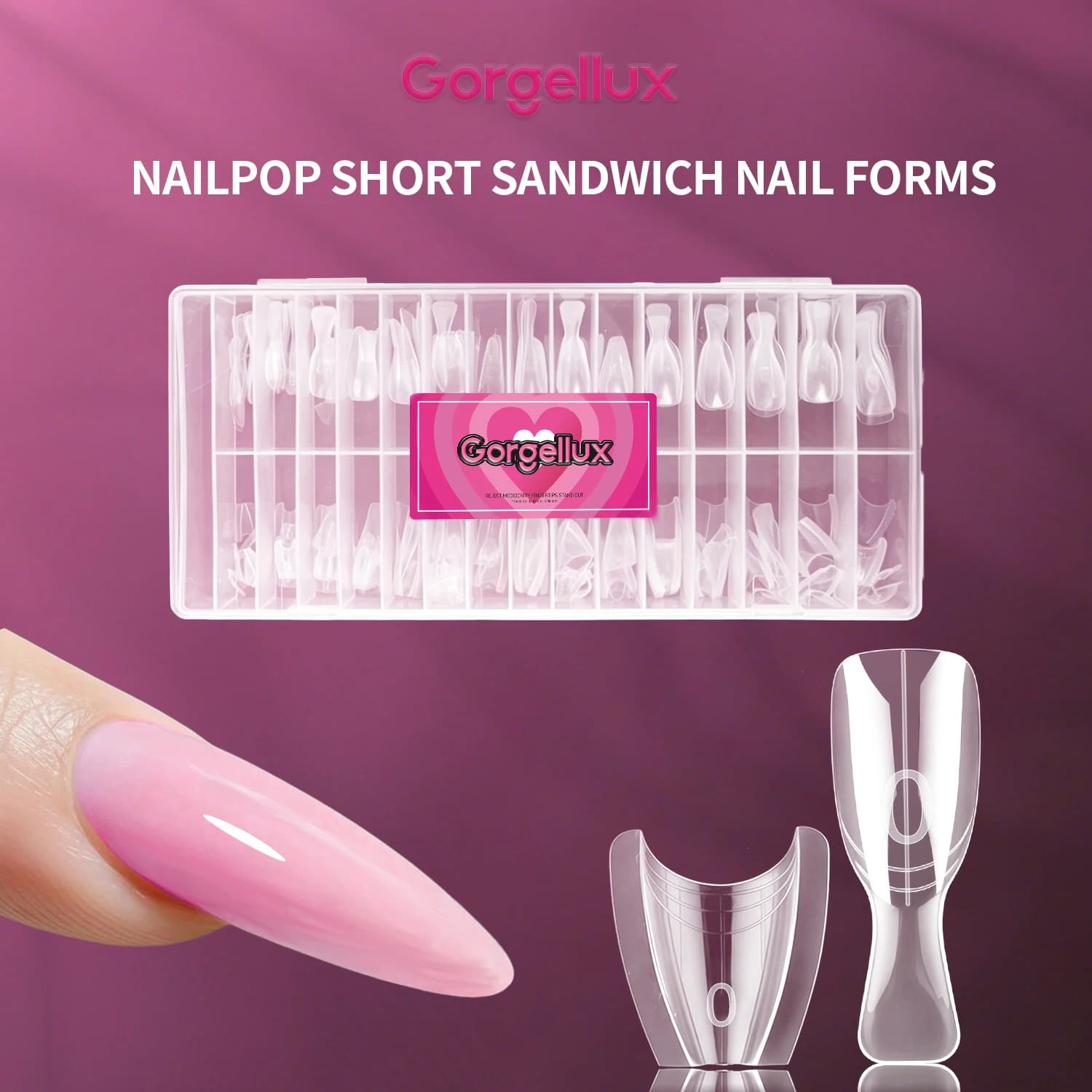 240pcs Short Dual Nail Forms 15 Sizes Oval Square Clear Sandwich Nail Extension Molds For Builder Gel Reusable False Nail Art
