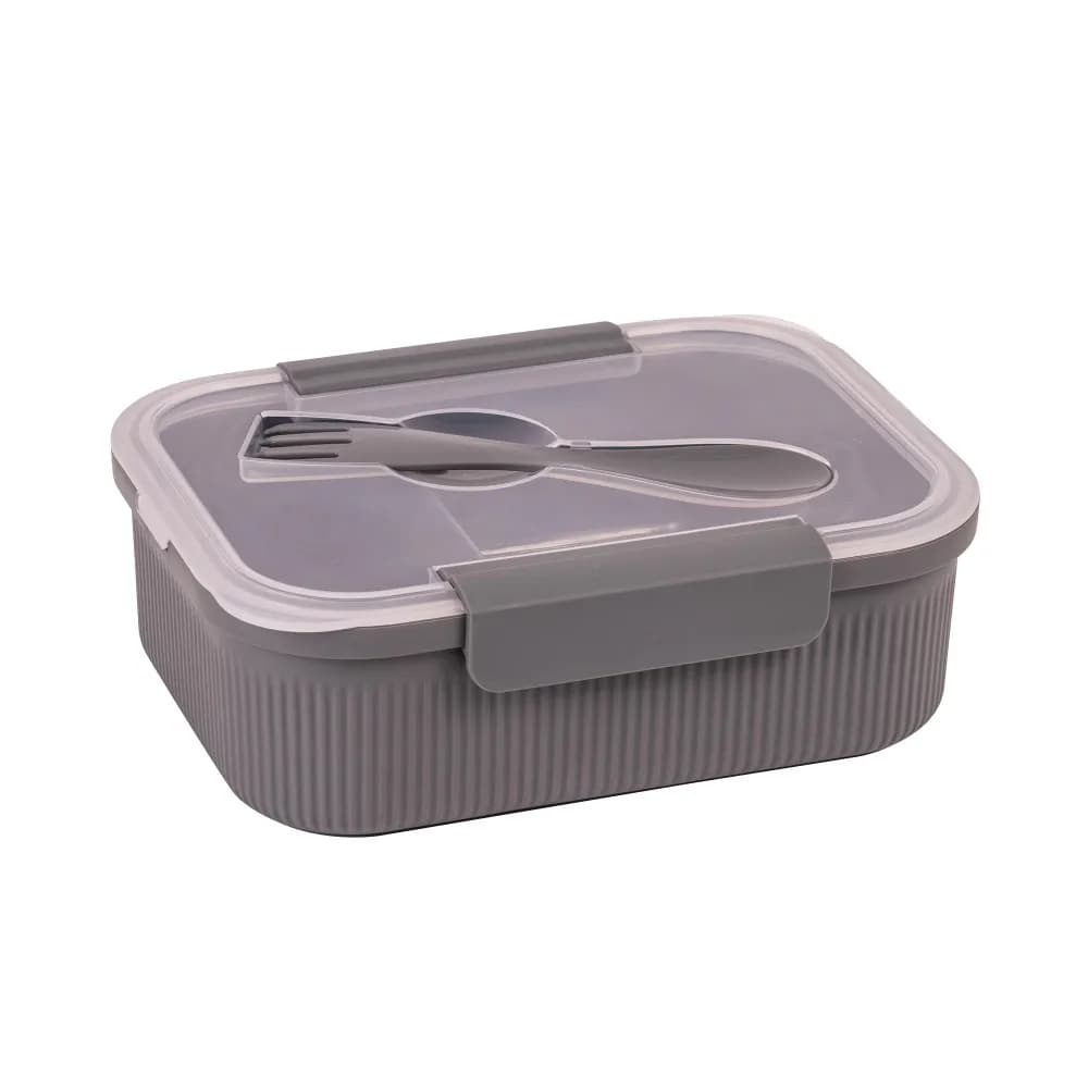 Large Gray 42oz Rectangle Bento Box Food Storage Container for School Lunch Work and Outdoor Activities