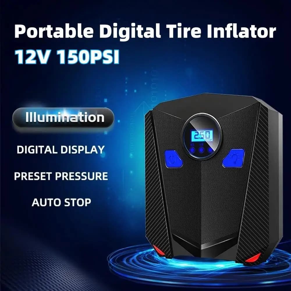 Compressori d'aria portatili per gonfiaggio pneumatici per auto per automobili Gonfiatori per illuminazione automobilistica Pompa d'aria per veicoli elettrici 12V