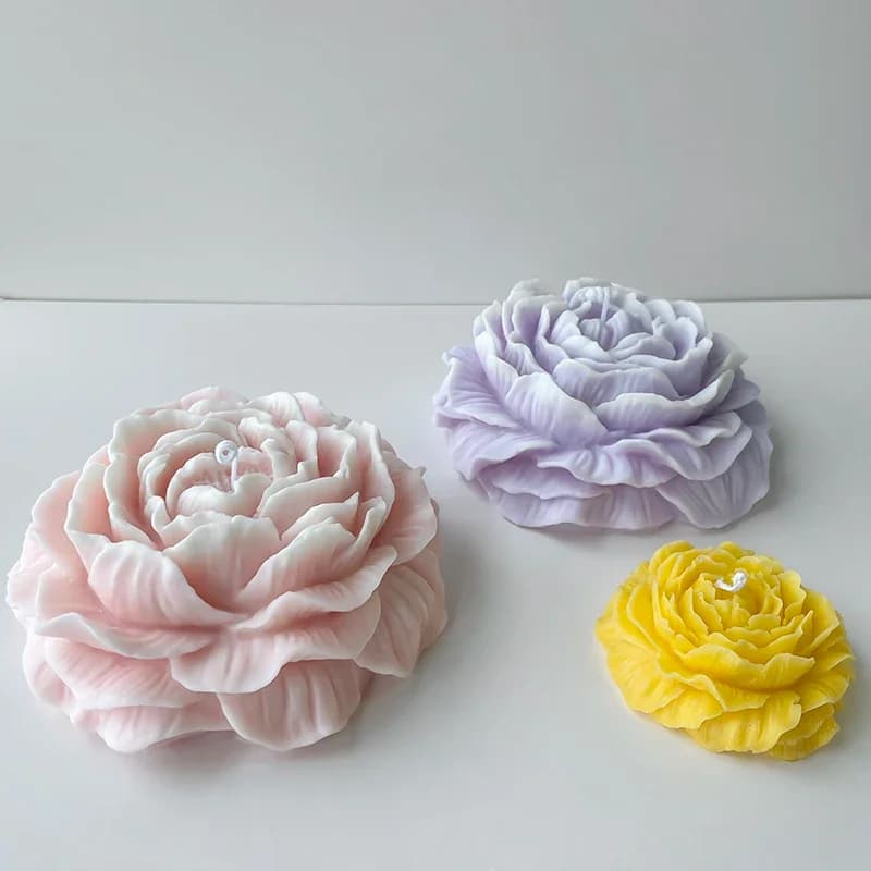 Big Silicone Stamp for Peonia Flowers Make by You, for Epoxy Resin, Aromaterapic Candles and Homemade Gesso