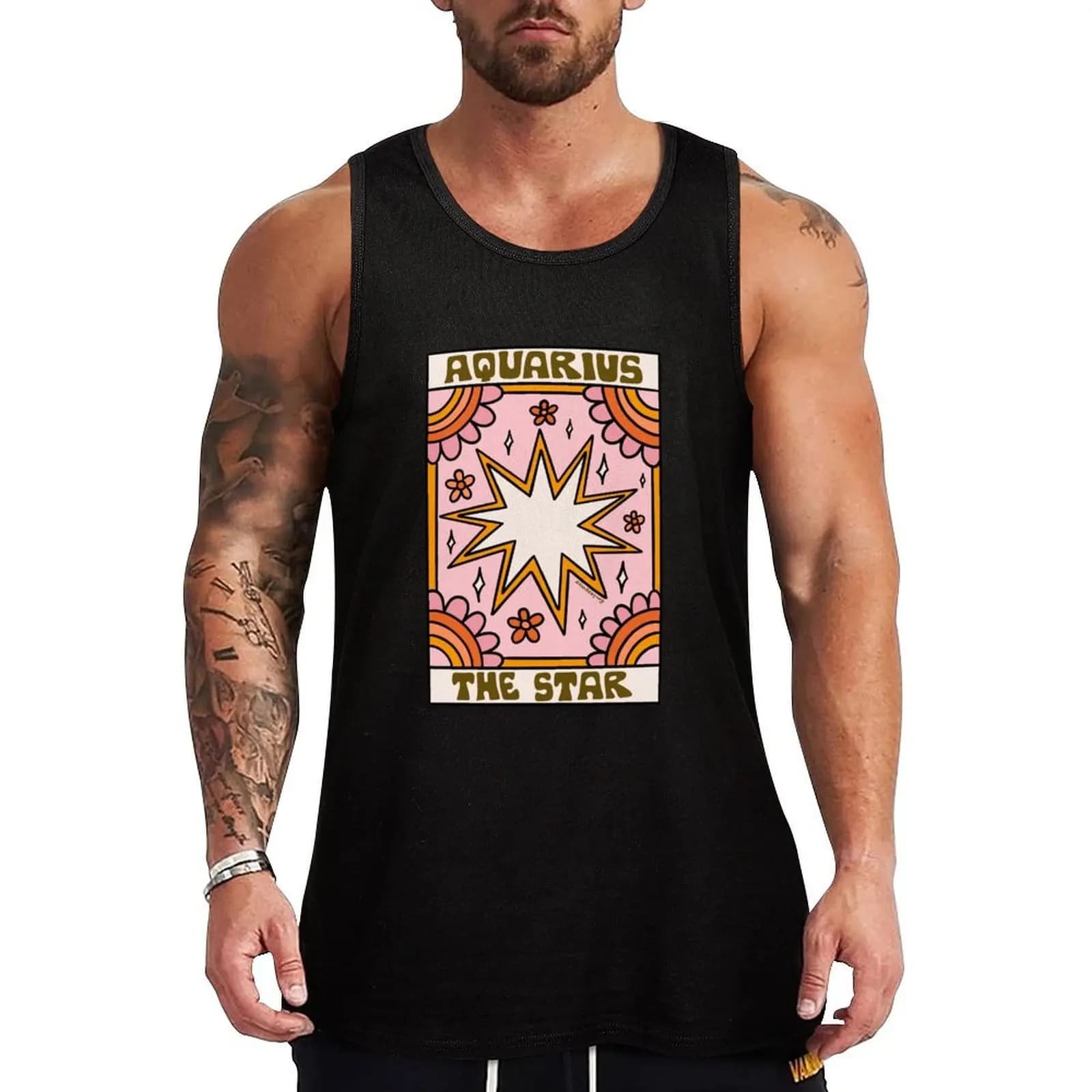 Canotta Aquarius Tarot Card, canotta hip hop, canotta streetwear casual senza maniche