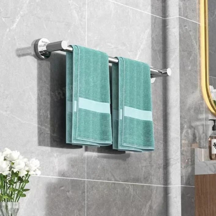 Portasciugamani da Parete, Portaoggetti per Bagno Senza Foratura, Barra Orizzontale per Asciugamani, Accessori per Cucina e Bagno