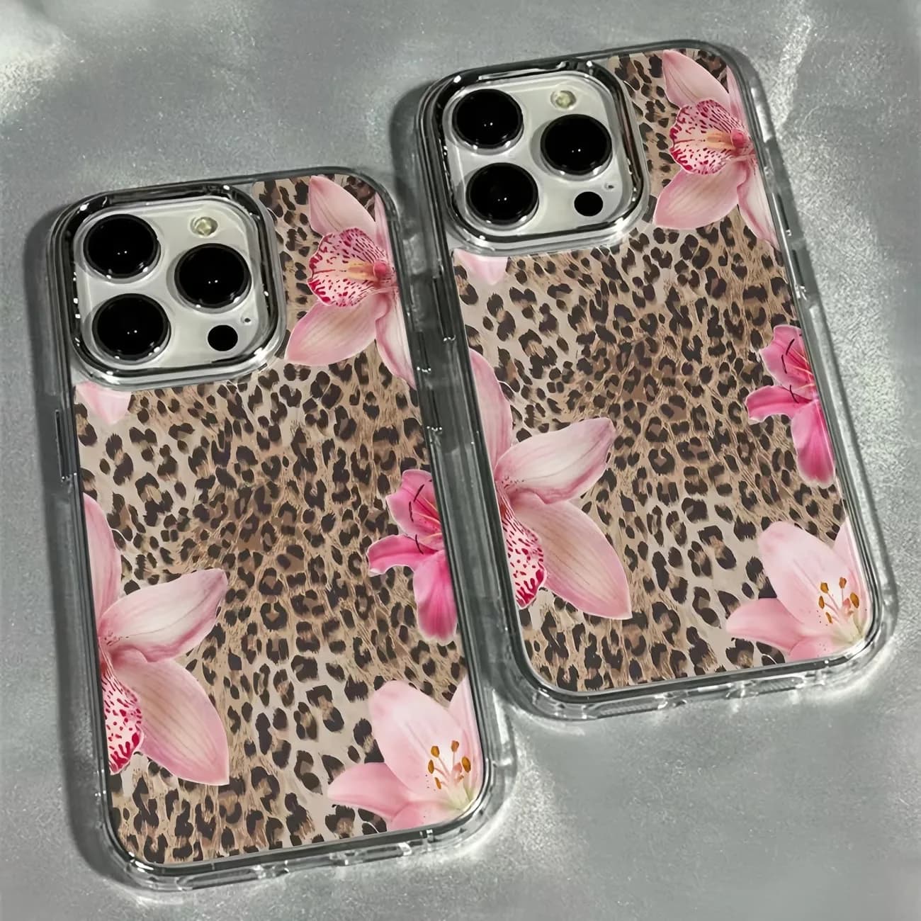 Leopard Print Lily Flower Transparent Phone Case For iPhone 17 Pro Max Air X XR XS Max 16 15 14 13 12 11 7 8 Plus 16E 17E Cover