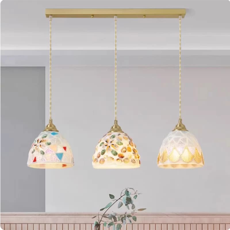 Glass Ceiling Chandelier Creative Sea Shell Lampshade Bedroom Bedside Hanging Lamp Interior Decoration Lighting Pendant Lights