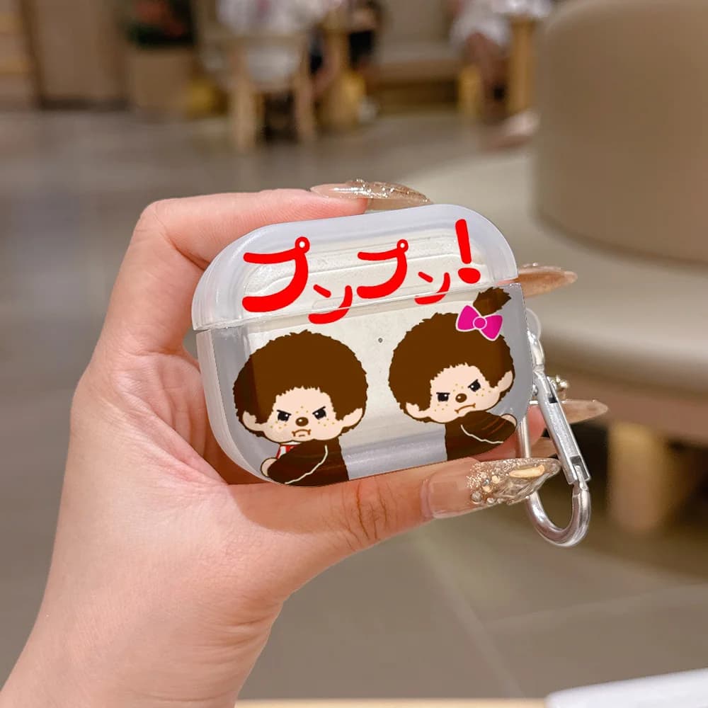 Cute M-Monchichi Translucent Silicone Case for Airpods 4 3 Pro 2 1 Wireless earphone Headphone Pro2 Protective Covers