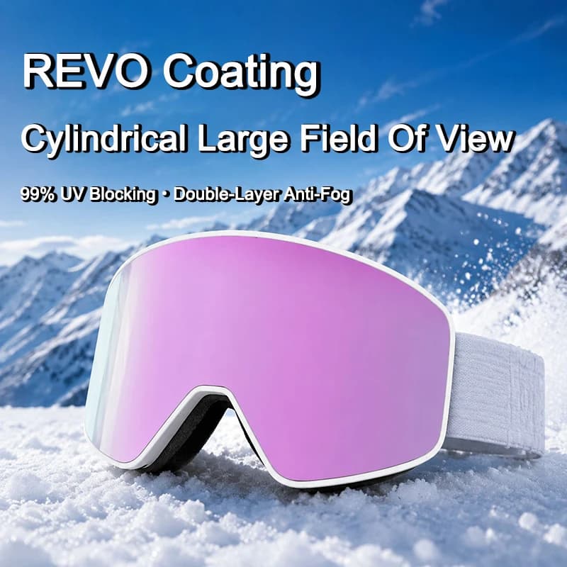 Adult Snow Ski Goggles Magnetic Lens REVO Coating UV400 Anti-Fog OTG Snowboard Goggles Mountaineering Cycling Snowmobile Eyewear