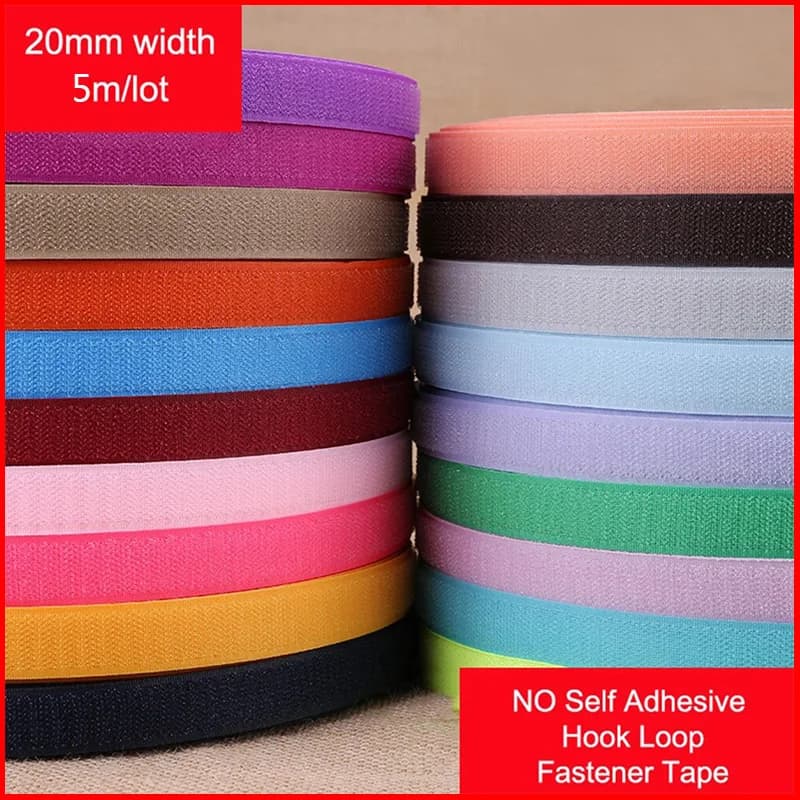 5Meter/Pair Colorful Velcros Non-adhesive Hook and Loop Fastener Tape Magic Nylon Strap Home DIY Sewing Craft Accessories 20mm