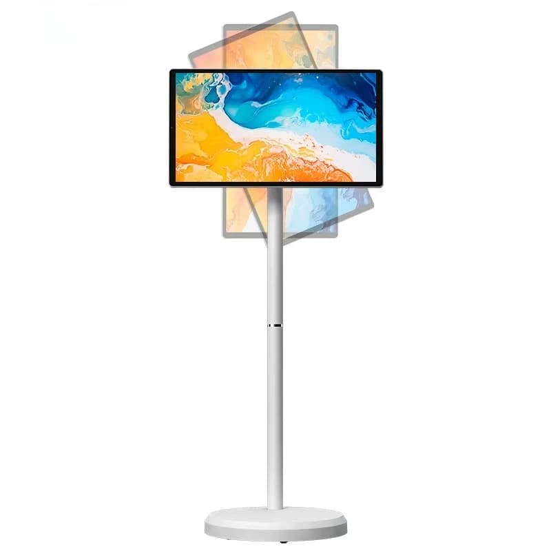 4GB +64GB 21.5" Inch Portable LED Smart TV Tablet with White Cabinet LCD Touch Screen Monitor with Stand