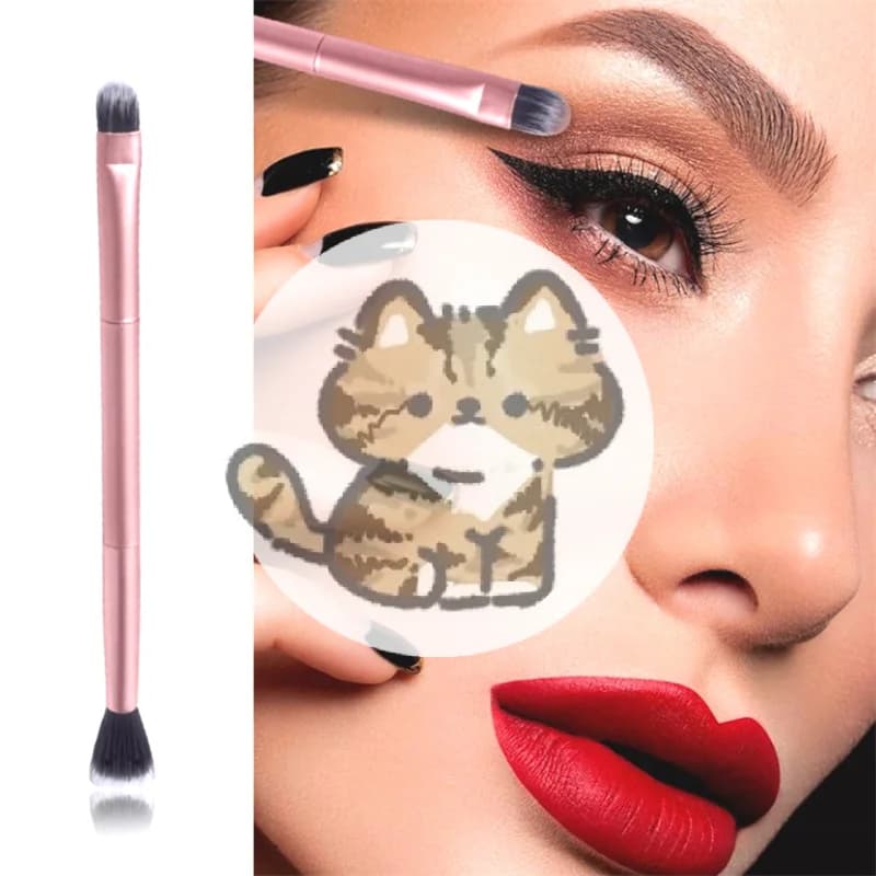 Pennelli Professionali per Trucco a Doppia Testa, Tubo Interamente in Alluminio, Pennello per Ombretto, Pennello per Naso, Pennello Illuminante, Portatile