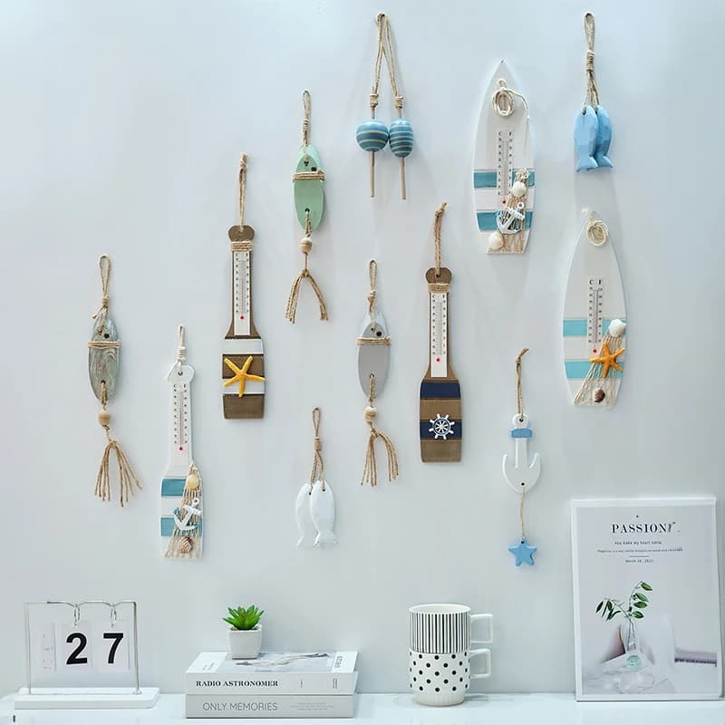 Decorazione di accessori per stelle marine, boa salvagente con ancoraggio per barca da asilo, piccolo pesce in stile mediterraneo