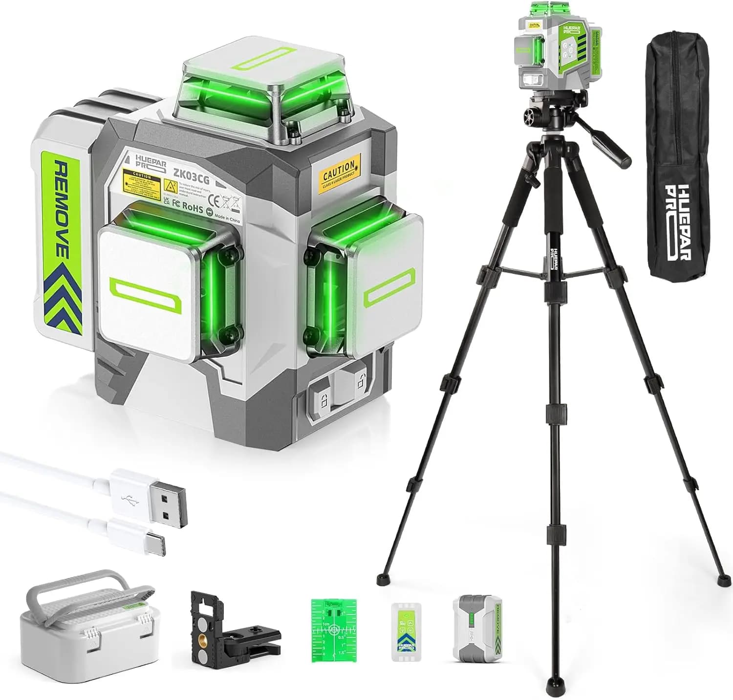 Livella Laser Verde Autolivellante a 360° con Treppiede e Supporto Magnetico per Edilizia e Lavori di Piastrellatura