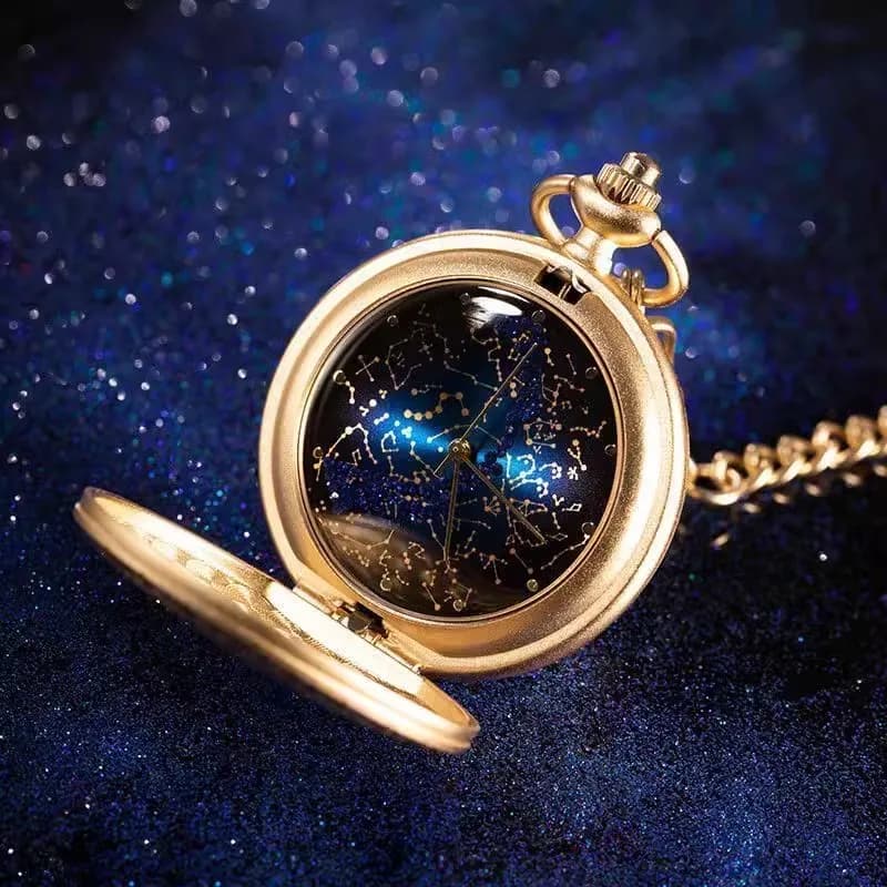 Orologio da tasca in zaffiro con mappa della stella dell'Artico, cielo stellato, per uomo e donna, regalo di compleanno, fidanzata