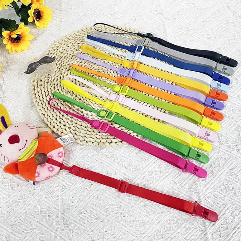 Clip per ciuccio per bambini Tinta unita Giocattoli per la dentizione Catena anti-goccia Corda Tessitura Massaggiagengive Ciuccio Porta capezzoli Catene con clip regolabili