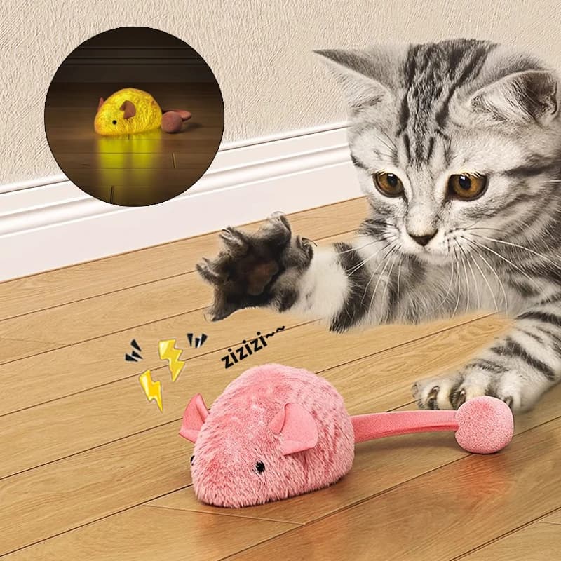 Nuovo mouse interattivo peluche gatto giocattoli da masticare noia giocattoli di peluche interattivi gattino gioco topi di peluche per interni giocattoli luminosi per gatti