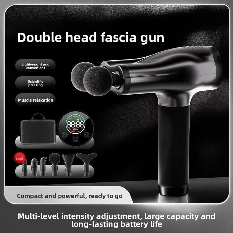 Massaggiatore fasciale a doppia testa potenziato, pistola fasciale professionale ad alta potenza per fitness e relax, con vibrazione manuale
