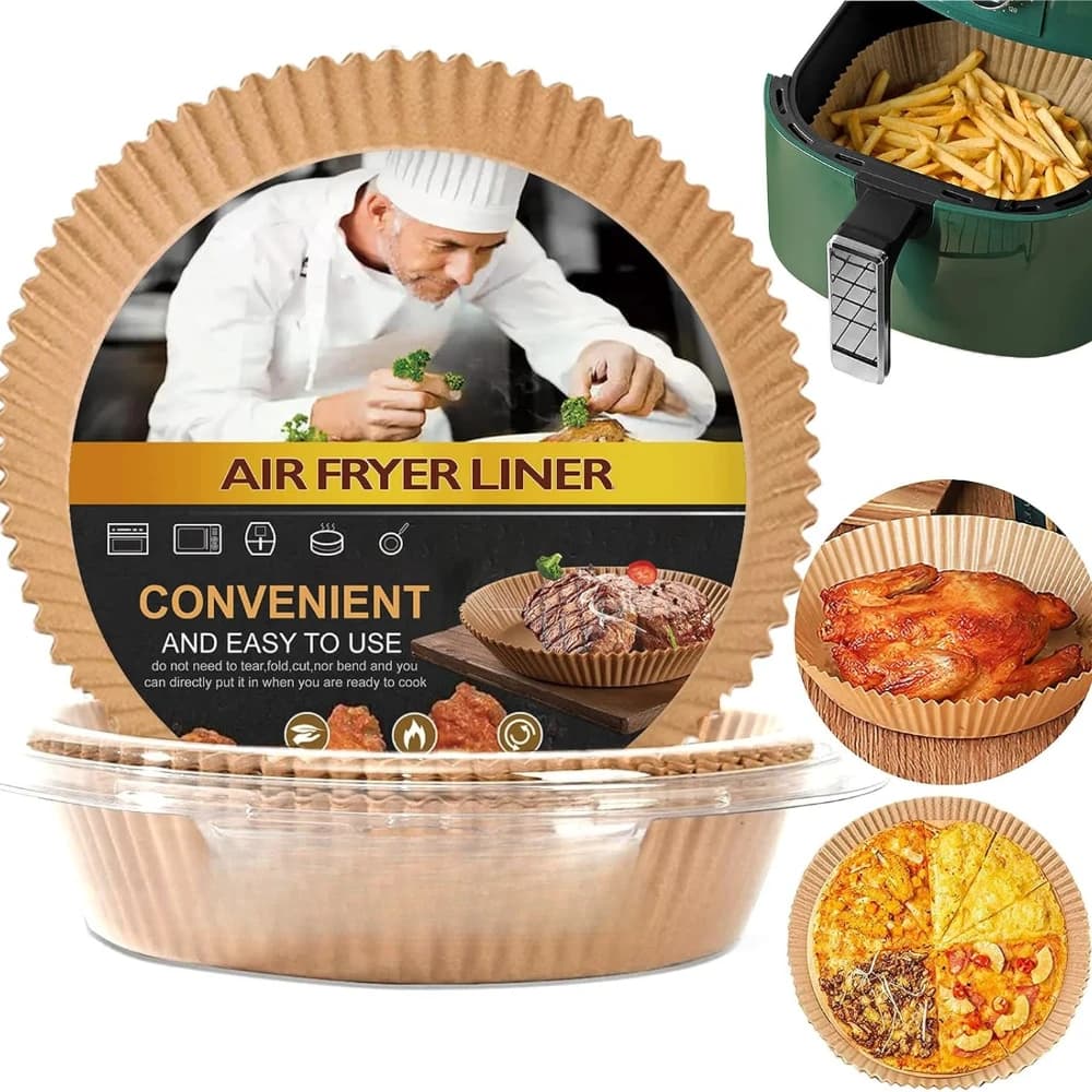 100 pieces of disposable paper for air fryer, non-stick round paper for fryer, food paper, for air fryer, cooking, roasting, microwave