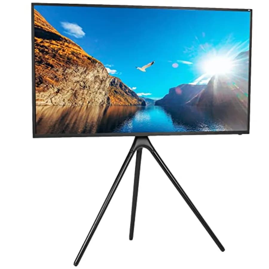 Supporto artistico per schermo LED LCD da 45 a 65 pollici, supporto da studio per TV con base a treppiede e rotazione, nero.