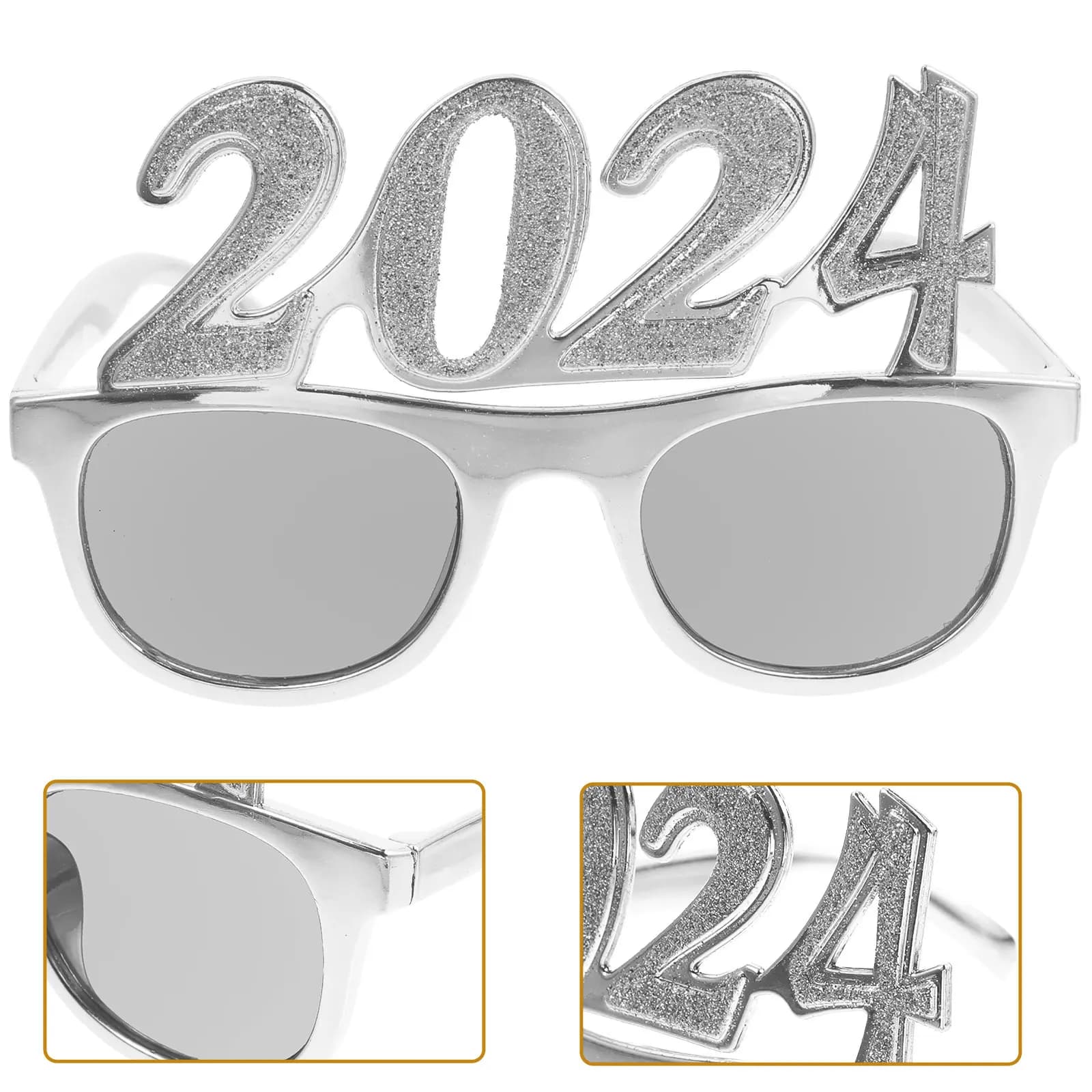 Occhiali da Sole con Numeri 2024, Accessori per Feste di Capodanno, Decorazioni per Foto, Occhiali Creativi in Plastica per Feste di Capodanno